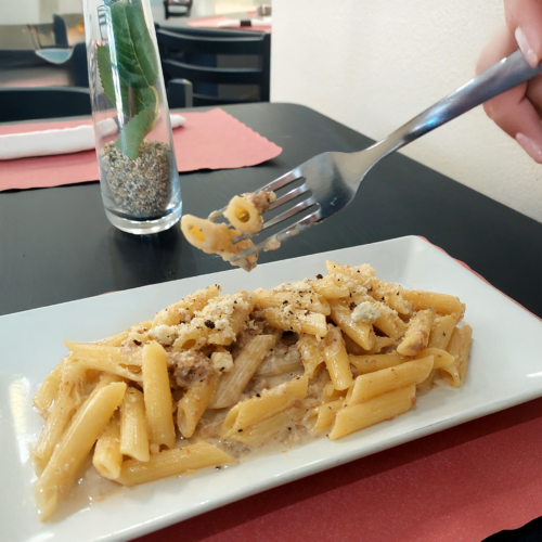 Penne with Sausage and Gorgonzola